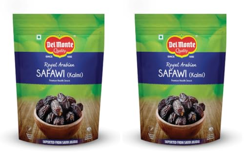 Image of Del Monte Royal Arabian Safawi (Kalmi) Dates 200 g | |Premium Safawi (Kalmi) Dates , Khajoor| Rich in Dietary Fibre | Natural and Sweet, No Added Sugar | Imported From Saudi Arabia | Dried Fruit | Healthy Snack
