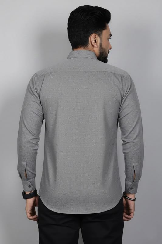 Image of DEELMO Men Solid Slim Fit Casual Overshirt Style Shirt | Full Sleeve Button-Down Layering Shirt Smart Casual Look