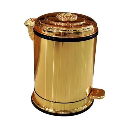 Caneca de basura metálica con pedal dorado 6L