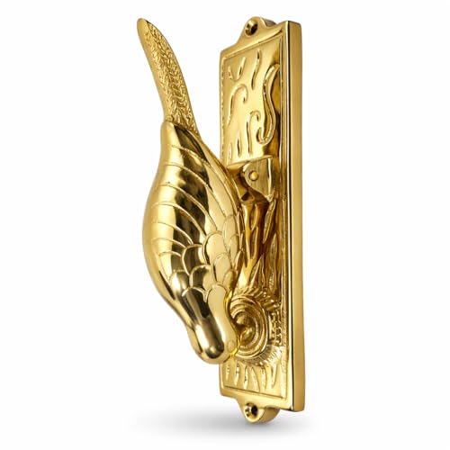 Fenzo Woodpecker Door Knocker Handcrafted Antique Style Aluminum Front Door Knocker Vintage Bird Design Rustic Outdoor Home Décor Loud Knock Easy to Install for Porches & Entryways (Golden)