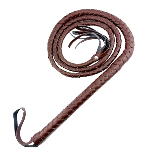GAGIFT WORLD 73 Faux Leather Cowboy Whip Vintage Ringmaster Whip Western Equestrian Costume Accessory Halloween Party Prop Role-Play Gift for Adults