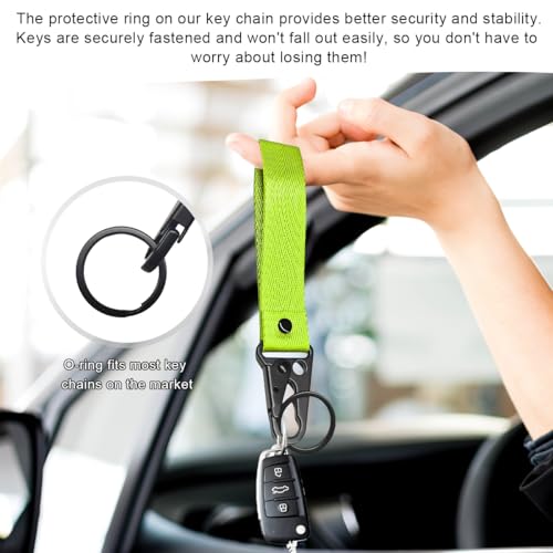 Image of Wevdn Car Key Chain, Fabric Metal Practical Multifunctional Motorcycle Keychain, Anti-Lost Keychain with O-Ring for Men Women (Green-2PCS)
