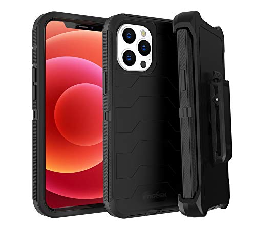FOGEEK Defender Series Case for iPhone 12 Pro Max Protective case,Heavy Duty 3-Layer Rugged Case, Belt Clip Holster Kickstand [Shockproof] Case for iPhone 12 Pro Max 2020 [6.7 inch]-(Black)