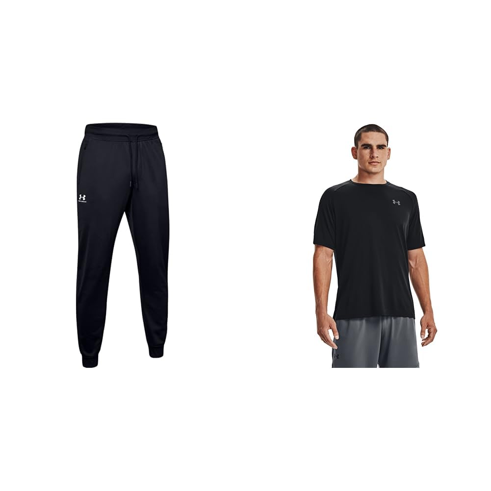 Under Armour komfortable Sporthose für Männer mit integrierter Handytasche Schwarz L, atmungsaktives Sportshirt, schnelltrocknendes Trainingsshirt mit Loser Passform Schwarz L
