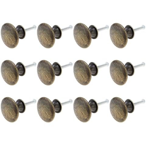 HOJLKLD 12 Pack Retro Bronze Cabinet Knob 1-1/6 Inch Round Cabinet Hardware Knobs for Bedroom Dresser Drawer, Kitchen Cupboard Door and Bathroom Drawer Hardware Cover