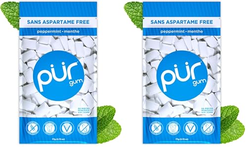 Image of PUR Gum | Aspartame Free Chewing Gum | 100% Xylitol | Natural Peppermint Flavored Gum, 55 Pieces (Pack of 2)