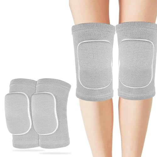 2er-Pack Knieschützer,Knieschoner für Volleyball, Atmungsaktive Knieschützer,Knieschützer für Herren und Damen,Tanz,nti-Kollision Weiches Verdickung Schwamm Knieschoner,Grau
