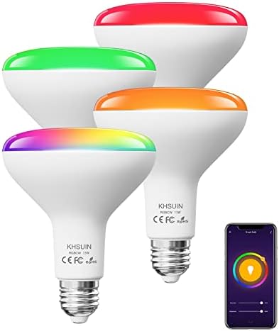 Bright Smart Light Bulbs 13W 100W Equivalent 1300 Lumens 2700K-6500K Tunable BR30 Wifi Color Changing Light Bulb Works with Alexa Google,Recessed Alexa Light Bulb,Dimmable Flood Smart Bulb,4 Pack
