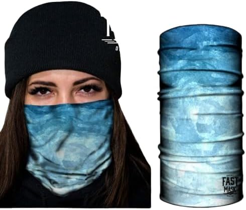 Gear Neck Gaiter Bandana, Black Polyester Microfiber, UV Protection, Multi-Purpose Face Mask - (Sky Blue Neck Gaiter)
