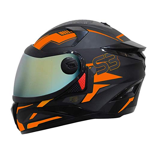 Image of Steelbird SBH-17 Terminator ISI Certified Full Face Graphic Helmet in Matt Finish with Chrome Visor