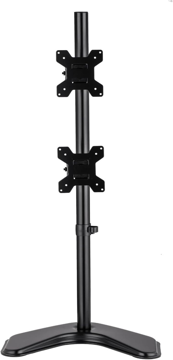 Adjustable Vertical Dual Monitor TV Desk Mount Bracket Tilt and Swivel Fits 13-27 Inch