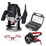 Trend Ultimate Routing Starter Set with Trend T7EK Workshop Router, 15-Piece Cutter Set, Air Stealth Dust Mask P3 Respirator & Safety Glasses, 1/2 Inch, 2100W, 240V, Black, T7/Starter/Set