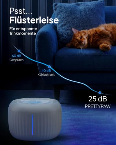 Pretty Paw Katzenbrunnen mit Leiser Pumpe, LED und Aktivkohlefilter, 2,5L – Ansicht 4
