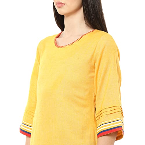 Image of Mustard Art Silk Straight Kurta
