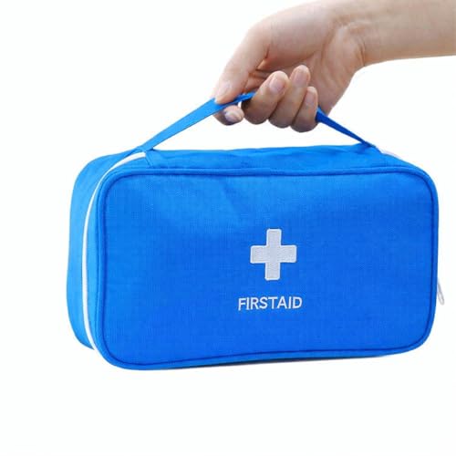 Image of Sumiko First Aid Kit Bag | Medicine Storage Box | Multi-Utility With Handle | Portable & Spacious Emergency Kit Organizer With Mesh Pouch & Elastic Loops | Perfect For Travel Camping Home Gift (Blue)