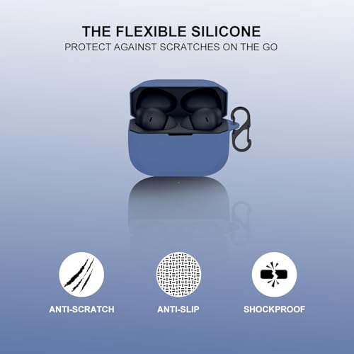 Image of Prolet Silicone Earbuds Case Compatible with OnePlus Nord Buds 3R - Shockproof Dustproof Cover, 360 Full Protection, Anti-Scratch Soft TPU, Carabiner Hook (Blue)