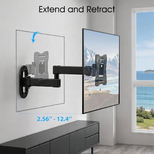 GLWIXY Full Motion TV Wall Mount for Most 12-29 Inch Flat Curved TV&Computer up to 22lbs,Sturdy TV Wall Bracket with Tilt Swivel Extension, Max VESA 100x100mm 17 19 21 23 27 Articulating Monitor Mount - 4