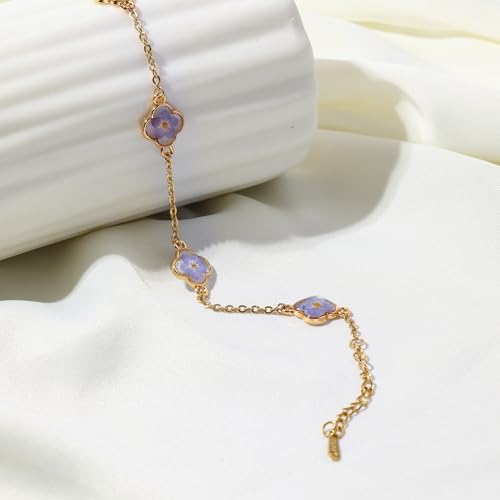 Moluonaqi Handmade Pressed Forget-Me-Not Flower Anklet thumb #2