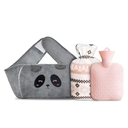 Nenkarn 3 in 1 Wärmflaschengürtel, Tragbarer Panda-Hotwaterbottle-Gürtel für Erwachsene für die Taille bei Periodenschmerzen und für den Körper