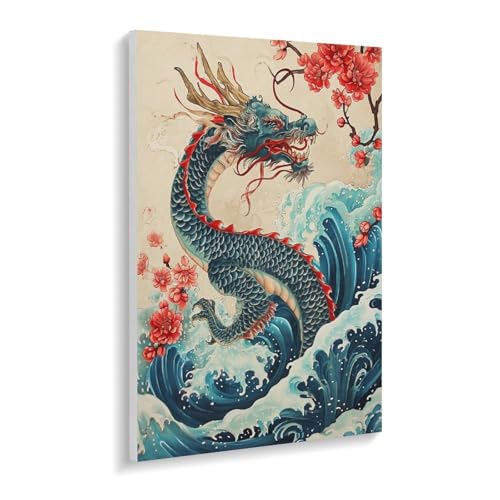 数字油絵 ラッセン 波を起こす龍 デジタル油絵 数字キットによる絵画 DIY絵 手塗り ファンタジーイラストアート 日本の文化と芸術 数字キット塗り絵 壁飾り ホーム オフィス装飾 数字塗り絵 手工芸 初心者 大人 子供 贈り物 30×40cm