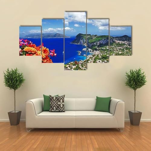 Tableau de décoration murale 5 parties Capri pour salon