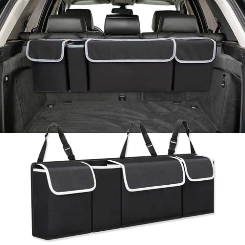 LJWAN Auto Kofferraum Organizer für Audi Q5 SQ5 2008-2024, Rücksitz Kofferraumtasche Aufbewahrungsbox Verstellgurten Kofferraum Wasserdicht