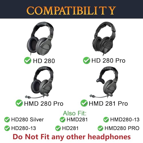 Image of SOULWIT Earpads Replacement for Sennheiser HD280 /HD280-13 /HD280-Pro /HD281 /HMD280 /HMD280 Pro /HMD280-13 /HMD281 /HMD281 Pro Headphones, Ear Pads Cushions with Noise Isolation Foam - HD280 CG Black