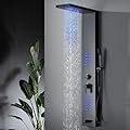 Bathfinesse LED Light Shower Panel Shower Tower, Bathroom Shower Wall Faucet 5 IN 1 Function, Body Massage Spray, Wall Mount, Black