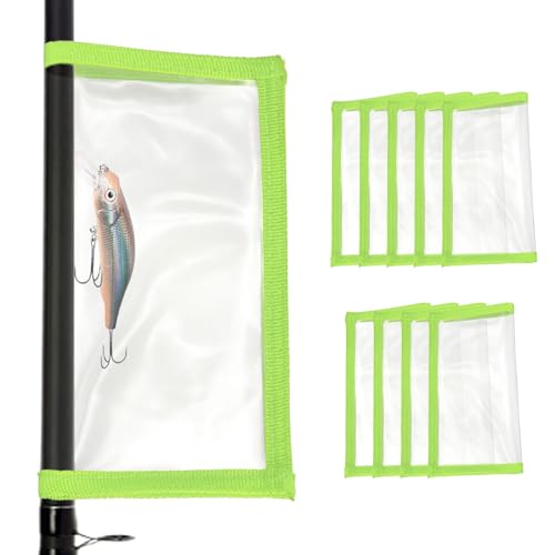 PATIKIL Fishing Lure Wrap 3.9" x 7.1", 10 Pack Durable Clear PVC Lure Covers Fishing Hook Covers Bait Storage Easily See Lures Keep Fishing Safe, Green
