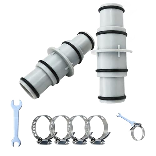 Beafaeur 2 Stück Pool Schlauch Adapter Pool Adapter 32 auf 38mm mit 4 Edelstahl-Schlauchschellen 8 O-Ringe 1 Schraubenschlüssel Schlauchverbinder für Garten & Schwimmbad