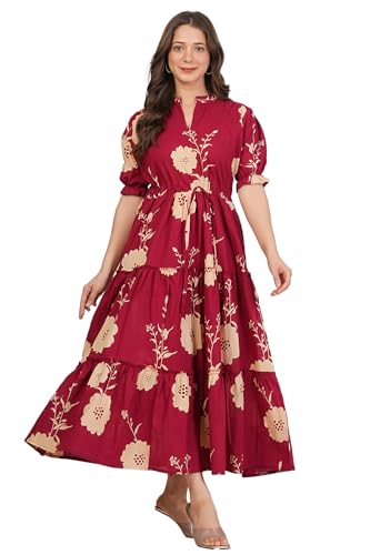 Image of Kuruti B Sheets Women's Cotton Fit & Flare Calf Length Printed Kurti for Women