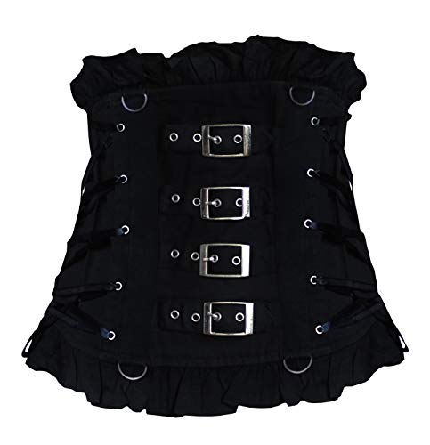 Victorian Valentine Steampunk Gothic Women's Black Denim Twill Waist Cincher Corset (XL)