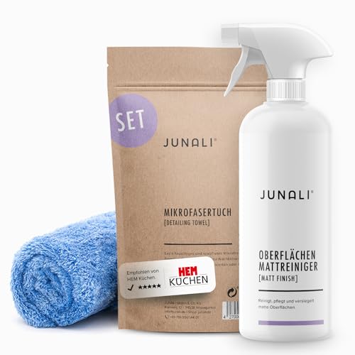 JUNALI® Set opaco, superficie per pulizia opaca e panno in microfibra, cura per superfici opache (1 x 500 ml opaco + panno)