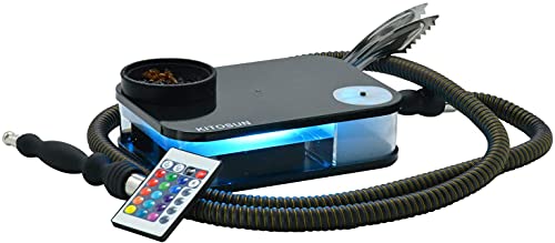 Portable Hookah Set Hookah Complete Set with Hookah Accessories Silicone Hookah Bowl Silk Hookah Hose Tongs Charcoal Holder Magical LED Light for Better Shisha Hookah Huka Smoking