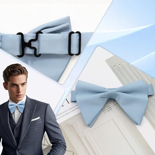 Image of Luckyvestir Oversized Bow Ties for Men, Pre Tied Clip on Men's Black Bowtie for Wedding Tuxedo Banquets Formal Wear