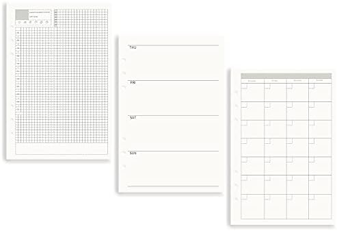 170 Feuilles Recharge A5 Lignées - Agenda 2025 6 Trous - Papier Qualité Crème 14x20.5cm