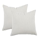 BOYSUM Khaki and Beige Throw Pillow Covers, 20x20 Farmhouse Pillow Covers Striped Throw Pillow Cover