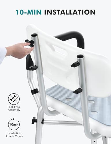 Image of VFAUOSIT Shower Chair with Arms and Back for Inside Shower, Shower Seats for Adults