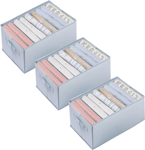 Organizador Armario 3 pcs Organizador Ropa de Tela Cajas Almacenamiento Plegable Para Almacenar Jeans Pantalones, Suéter, Camisetas, Organizador Armario Ropa Separadores De Cajones 32cm*25cm*17cm*9