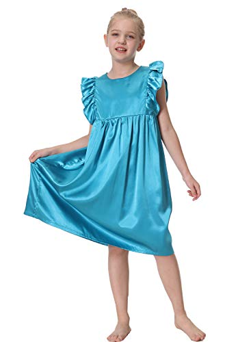 Girls Nightgown Nightdress Silky Satin Pajamas Dress for Kids Sleepwear Nighty 4-12Years