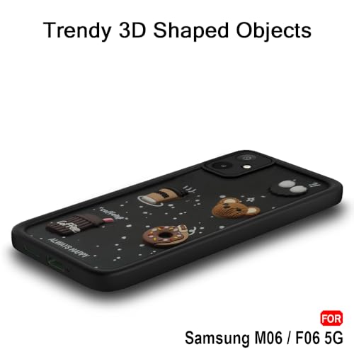 Image of TheGiftKart Back Cover Case for Samsung Galaxy M06 5G / F06 5G | Cute Fun Cartoon 3D Bear Coffee Case | Full Camera Protection | Shockproof Back Cover Case for Samsung M06 / F06 5G (Silicone, Black)