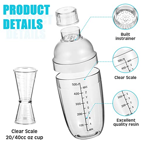 image for Yinder 7 Pcs Plastic Cocktail Shaker Set Drink Mixer with Mark Clear D