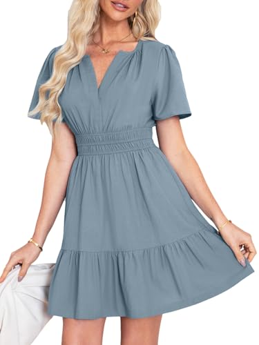Simplee Women's Summer Cotton Linen Mini Dress...