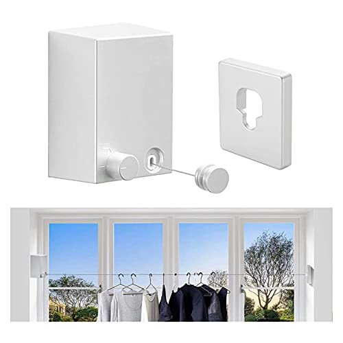 SKY DREAM Étendoir à linge Invisible pour étendoir à linge intérieur rétractile de 4,2 m avec corde réglable pour extérieur Balcone intérieur cuisine salle de bain (blanc) Cover