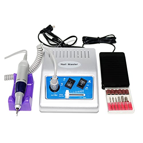 Taladro eléctrico para uñas de 30 000 RPM, herramienta para limar uñas con broca brocas, equipo de manicura y pedicura, color plateado, para uso doméstico, 30 000 RPM, para manicura portátil