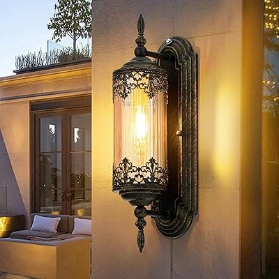 Image of Keylus Antique Wall Light for Living Room Bedroom Corridor, Moroccan Lantern Style Metal & Glass Wall Sconce, (Bilb Not Included),Pack of 1