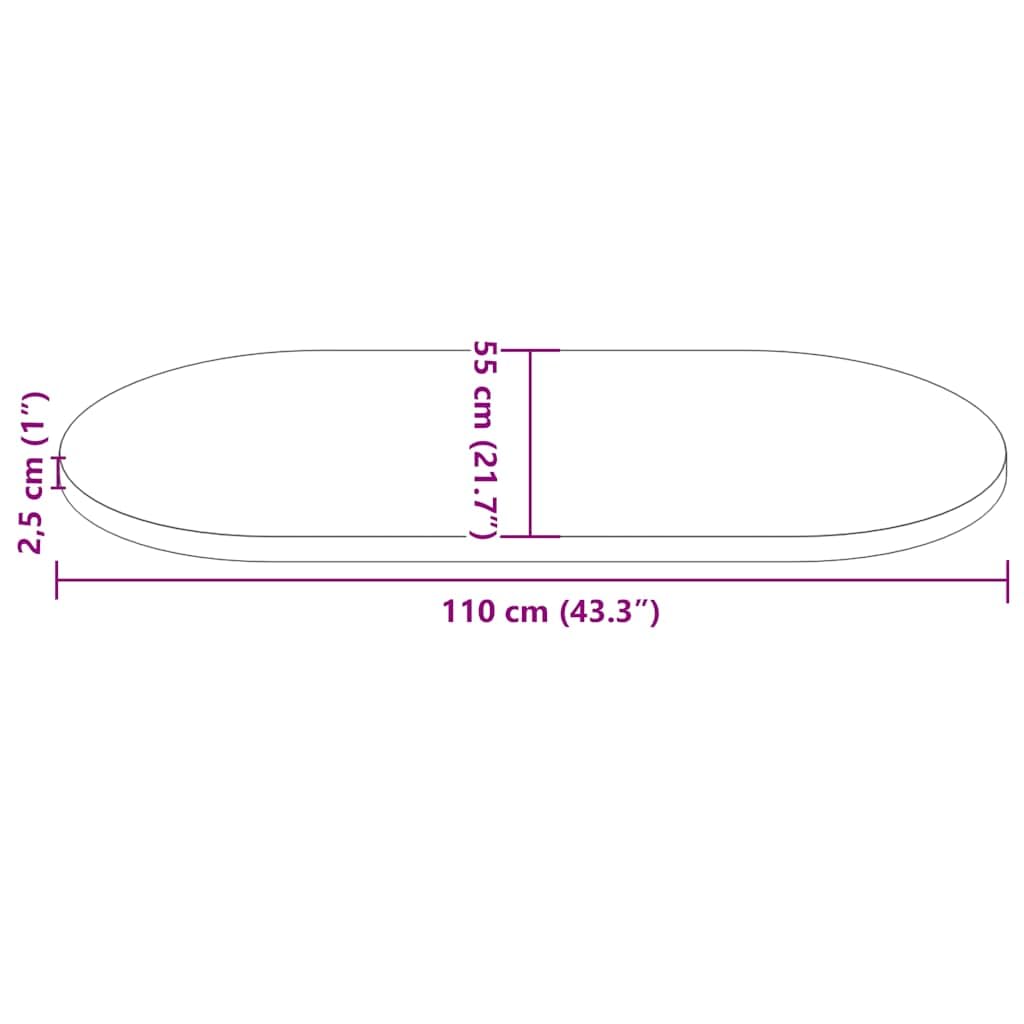 Tischplatte Weiß Massivholz Kiefer 110x55x2,5 cm Oval Ersatzplatte für Möbel DIY Küche Büro Wohnraum Stabil und vielseitig nutzbar zum Renovieren und Bauen