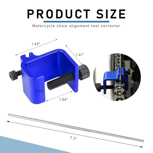 Image of KVAEY 2 PCS Chain Alignment Tool for Motorcycle, 08-0048 Aluminum Sprocket Chain Adjustment Tool, Quick & Accurate Professional Chain Alignment Tool Suitable for ATV Scooter Dirt Bike (Blue)