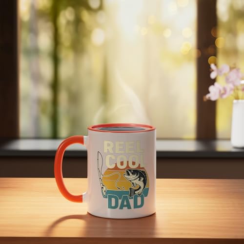 Taza de cerámica para papá divertido, 11 onzas naranja/blanco miniatura 3