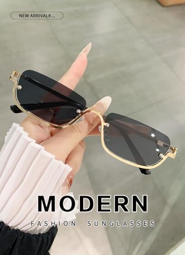 Unisex Vintage Square Sunglasses – Retro Metal Half-Frame (European & American Style)4